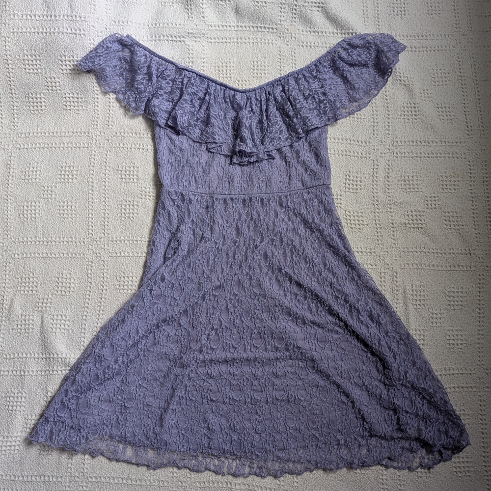 lilac lace mini dress